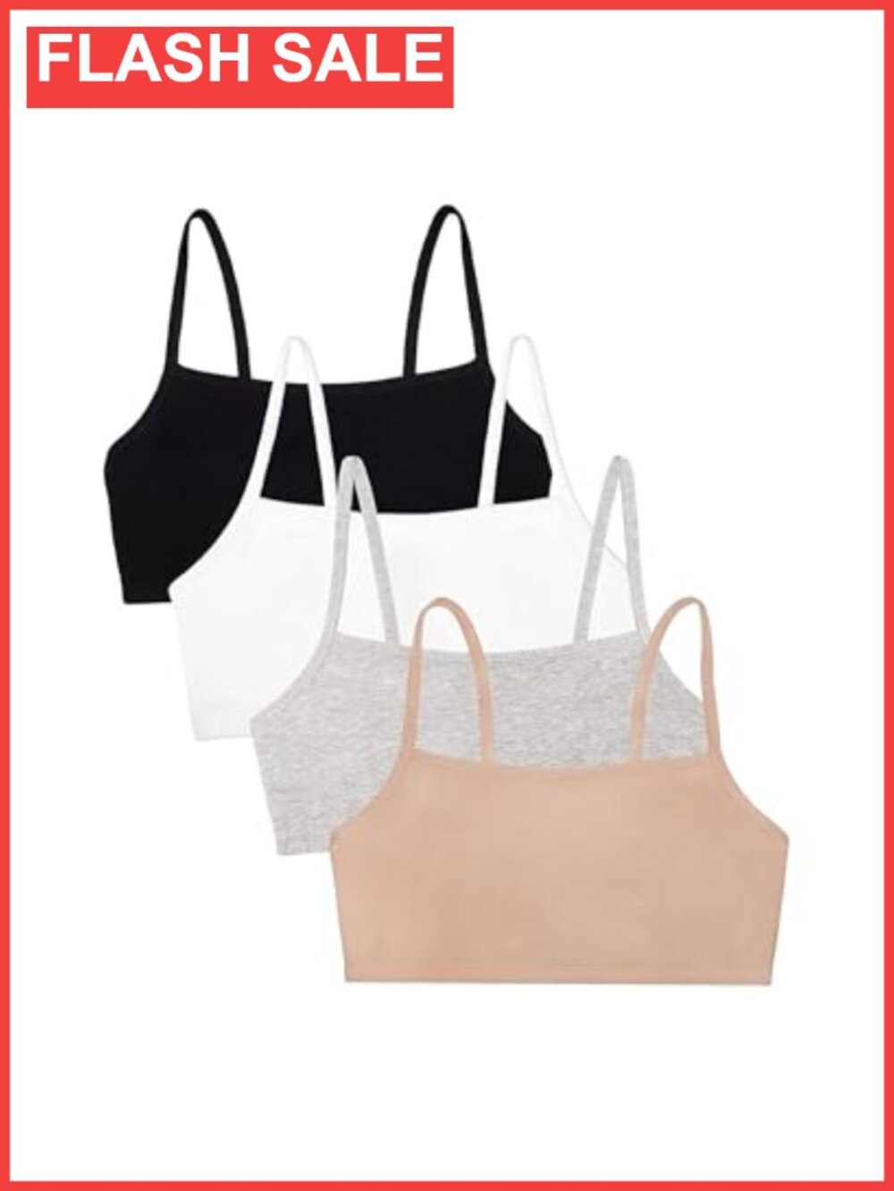 Spaghetti Strap Cotton Cami Sports Bra Multipack Wire Free Pullover